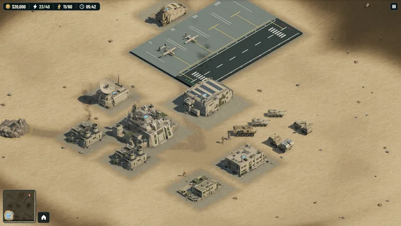 Arabian forces: staged solo gameplay showing its base and forces