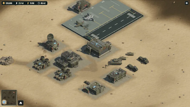 Russian forces: staged solo gameplay showing its base and forces